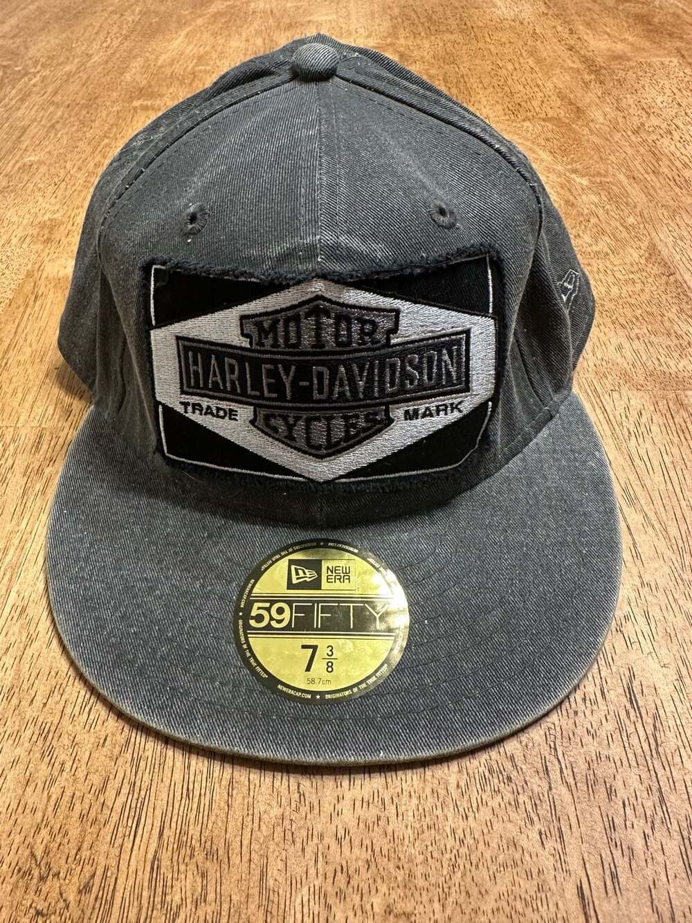 Harley-Davidson Mens Raw Edge Patch 59FIFTY Fitted Cap 7-3/8 Grey 99437-18VM